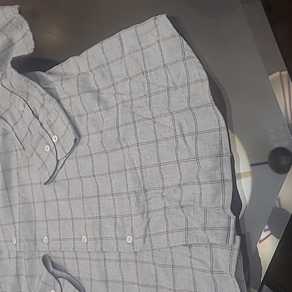 Massimo Dutti Men's Gray Checkered Cotton Twill Dress Shirt Large  New - Picture 6 of 8